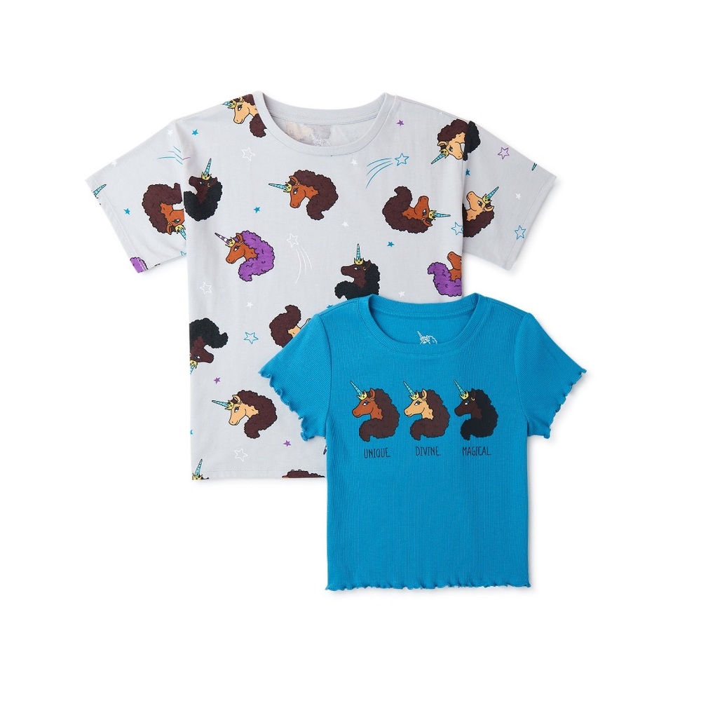 NWT Afro Unicorn Two piece Girl's T-Shirt Sets